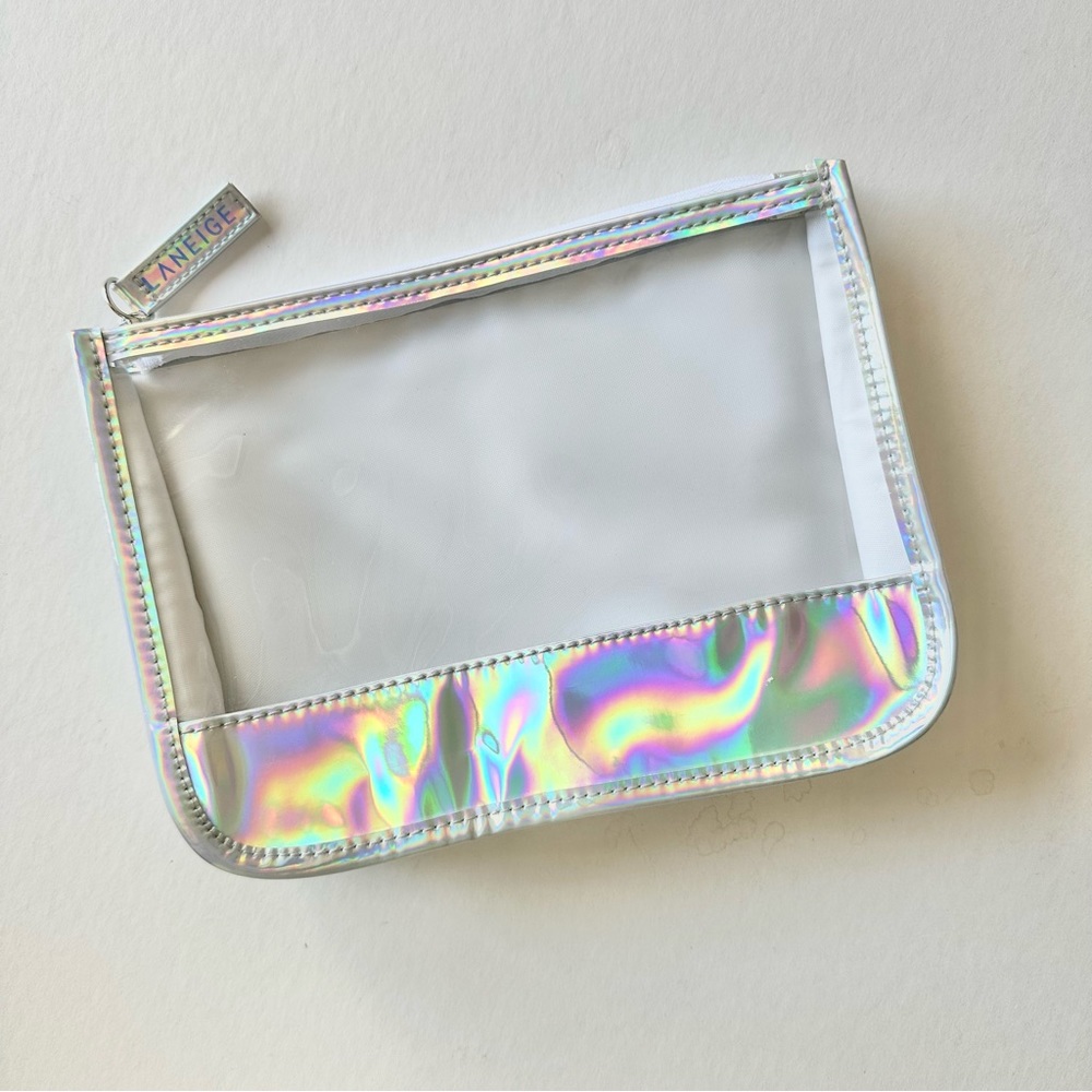 Rainbow Holographic Clear Makeup Zipper Cosmetic Toiletry Travel Bag Case